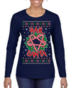 Hail Santa Funny Satanic Candy Devil Heavy Metal Satan Ugly Christmas Sweater Womens Graphic Long Sleeve T-Shirt