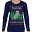 Trashin Through the Snow Funny Trash Panda Raccoon Meme Ugly Christmas Sweater Womens Graphic Long Sleeve T-Shirt