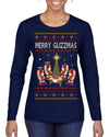 Merry Glizzmas, Funny Glizzy Hot Dog Baby Jesus Catholic Nativity, Fast Food Mustard Condiment Glizzys Humor Ugly Christmas Sweater Womens Graphic Long Sleeve T-Shirt