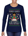 Sorry Santa Dad Never Came Back With Milk, Other Kid, Funny Viral Daddy Left Sad Kid Meme Ugly Christmas Sweater Womens Graphic Long Sleeve T-Shirt