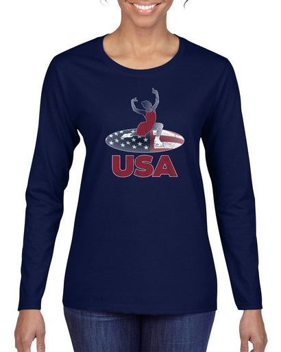 USA Winter Team Sports Fan Collection | USA Skater Sweater, Womens Graphic Long Sleeve T-Shirt