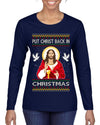 Put Christ Back In Christmas Ugly Christmas Sweater Womens Graphic Long Sleeve T-Shirt