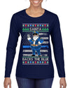 Santa Backs The Blue Pro Police Santa Claus Ugly Christmas Sweater Womens Graphic Long Sleeve T-Shirt