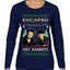 Escaped Bandits Classic Home Holiday Movie Ugly Christmas Sweater Womens Graphic Long Sleeve T-Shirt