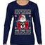 F Around And Find Out Santa Ugly Christmas Sweater Womens Graphic Long Sleeve T-Shirt