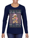 Out Here Looking Like a Snack Cute Xmas Cookie Ugly Christmas Sweater Womens Graphic Long Sleeve T-Shirt