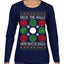 Deck the Halls with Bocce Balls, Funny Classic Italy Italian Sports Ugly Christmas Sweater Womens Graphic Long Sleeve T-Shirt