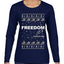 Freedom, Charlie Kirk Political Activist, Right Wing, Ugly Christmas Sweater Womens Graphic Long Sleeve T-Shirt