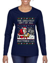 The Greatest Gift Of All Matthew 1:21, Ugly Christmas Sweater Womens Graphic Long Sleeve T-Shirt