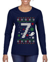 Christmas 7 Meme, Ugly Christmas Sweater Womens Graphic Long Sleeve T-Shirt