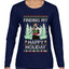 Finding My Happy Holiday, Ugly Christmas Sweater Womens Graphic Long Sleeve T-Shirt