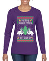 Merry Christmas Bitches Ugly Christmas Sweater Womens Graphic Long Sleeve T-Shirt