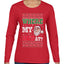Where my Hos At Santa Funny Ugly Christmas Sweater Womens Graphic Long Sleeve T-Shirt