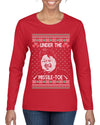 Under The Missle Toe Ugly Christmas Sweater Womens Graphic Long Sleeve T-Shirt