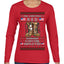 This Christmas RED Remember Everyone Deployed Veteran Ugly Christmas Sweater Womens Graphic Long Sleeve T-Shirt