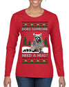 Does Someone Need a Hug? Cute Raccoon Ugly Christmas Sweater Womens Graphic Long Sleeve T-Shirt