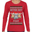 Better Not Pout, Cute Sad Santa Cats | Funny Ugly Christmas Sweater Womens Graphic Long Sleeve T-Shirt