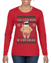 Ask Your Mom If I'm Real Funny, Funny Dirty Inappropriate Censored Santa Claus Ugly Christmas Sweater Womens Graphic Long Sleeve T-Shirt