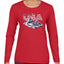 USA Winter Team Sports Fan Collection | USA Flag Mountainscape Sweater, Womens Graphic Long Sleeve T-Shirt