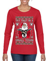 Try That In A Small Town Christmas Ugly Christmas Sweater Womens Graphic Long Sleeve T-Shirt
