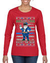 Santa Backs The Blue Pro Police Santa Claus Ugly Christmas Sweater Womens Graphic Long Sleeve T-Shirt