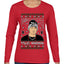 Peso Feliz Navidad Pluma Ugly Christmas Sweater Womens Graphic Long Sleeve T-Shirt