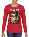 Santa Claus Bootleg Rap Music Style Ugly Christmas Sweater Womens Graphic Long Sleeve T-Shirt