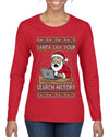 Santa Saw Your Search History, Funny Internet Humor, Ugly Christmas Sweater Womens Graphic Long Sleeve T-Shirt