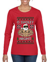 O Swoley Night, Exercise and Fitness Enthusiast, Ugly Christmas Sweater Womens Graphic Long Sleeve T-Shirt