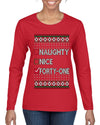 Naughty Nice 41, Simple List, Ugly Christmas Unisex Sweater, Funny Meme, Ugly Christmas Sweater Womens Graphic Long Sleeve T-Shirt