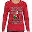 When I Think About You I Touch My Elf, Ugly Christmas Sweater Womens Graphic Long Sleeve T-Shirt