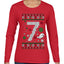 Christmas 7 Meme, Ugly Christmas Sweater Womens Graphic Long Sleeve T-Shirt
