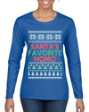 Santa's Favorite Homo Ugly Christmas Sweater Womens Graphic Long Sleeve T-Shirt