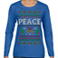 Peace Ugly Christmas Sweater Womens Graphic Long Sleeve T-Shirt