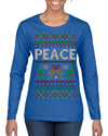 Peace Ugly Christmas Sweater Womens Graphic Long Sleeve T-Shirt