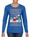 Grandma Got Run Over by a Reindeer, Funny Animated Design Rein Deer Kids TV Song Movie Ugly Christmas Sweater Womens Graphic Long Sleeve T-Shirt