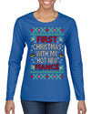 First Christmas With My Hot New Fiance Classic Newlywed Ugly Christmas Sweater Womens Graphic Long Sleeve T-Shirt