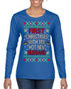 First Christmas With My Hot New Husband Classic Newlywed Ugly Christmas Sweater Womens Graphic Long Sleeve T-Shirt