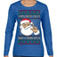 Santa Knows You've Been a Dumb Bitch Funny Vulgar Dirty Ugly Christmas Sweater Womens Graphic Long Sleeve T-Shirt