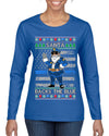 Santa Backs The Blue Pro Police Santa Claus Ugly Christmas Sweater Womens Graphic Long Sleeve T-Shirt