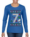 Christmas 7 Meme, Ugly Christmas Sweater Womens Graphic Long Sleeve T-Shirt