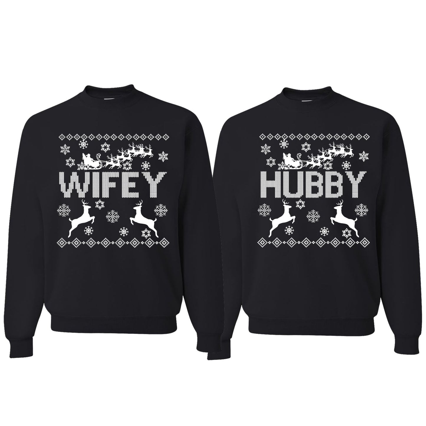 Wifey Hubby Ugly Christmas Christmas Matching Couples Crewneck Sweater