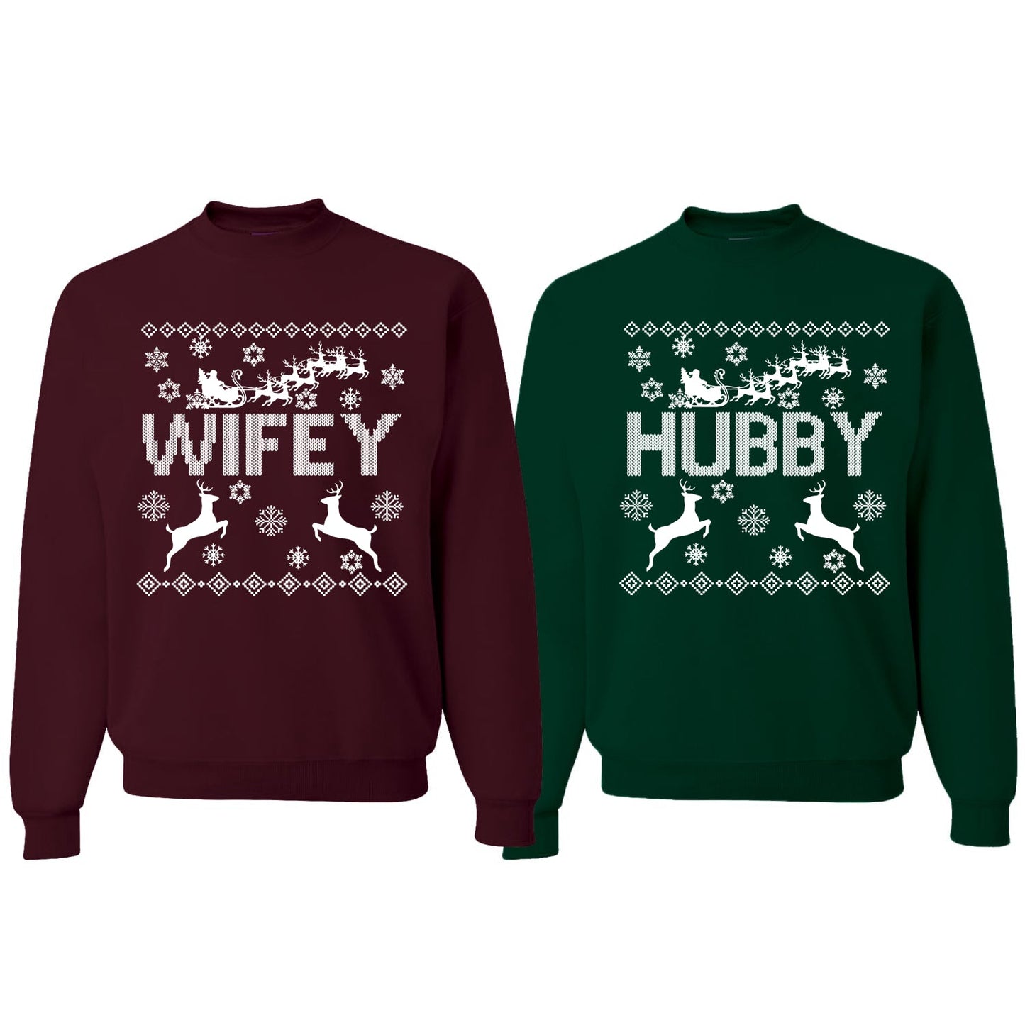 Wifey Hubby Ugly Christmas Christmas Matching Couples Crewneck Sweater
