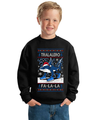 Tralalero Fa La La Brainrot Ugly Christmas Sweater For Kids | Unisex Boys Girls Crewneck Graphic Sweatshirt