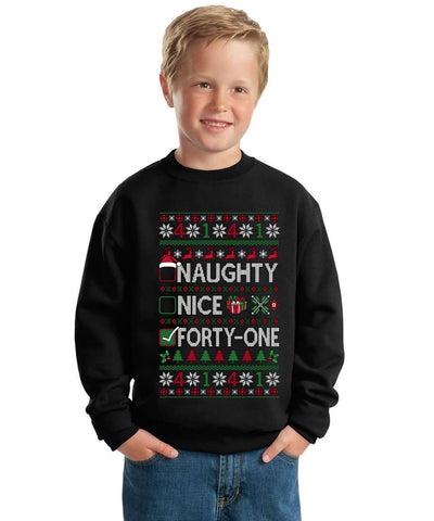 Naughty Nice 4 1 Checklist Ugly Christmas Sweater For Kids | Unisex Boys Girls Crewneck Graphic Sweatshirt