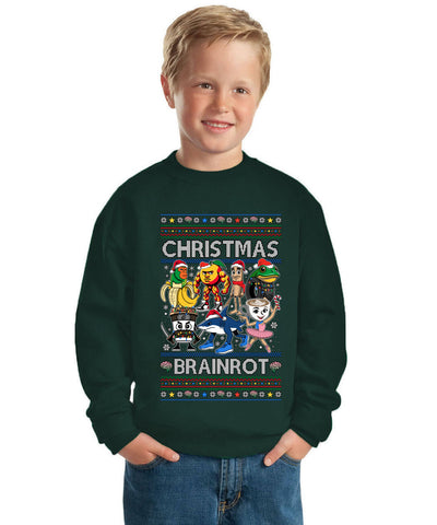 Christmas Brainrot Ugly Christmas Sweater For Kids | Unisex Boys Girls Crewneck Graphic Sweatshirt