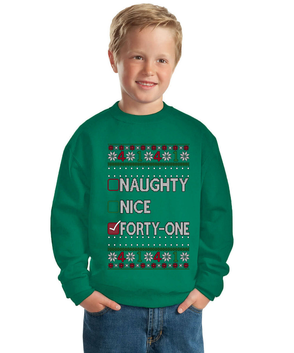 Naughty Nice 4 1 Checklist Ugly Christmas Sweater For Kids | Unisex Boys Girls Crewneck Graphic Sweatshirt