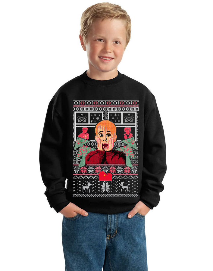Kevin Home alone Kid Ugly Christmas Sweater Unisex Boys Girls Crewneck Graphic Sweatshirt
