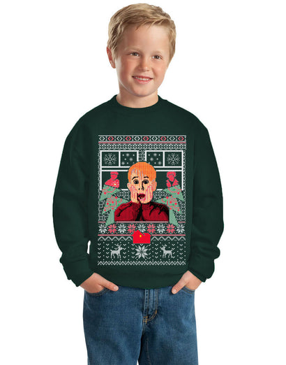 Kevin Home alone Kid Ugly Christmas Sweater Unisex Boys Girls Crewneck Graphic Sweatshirt
