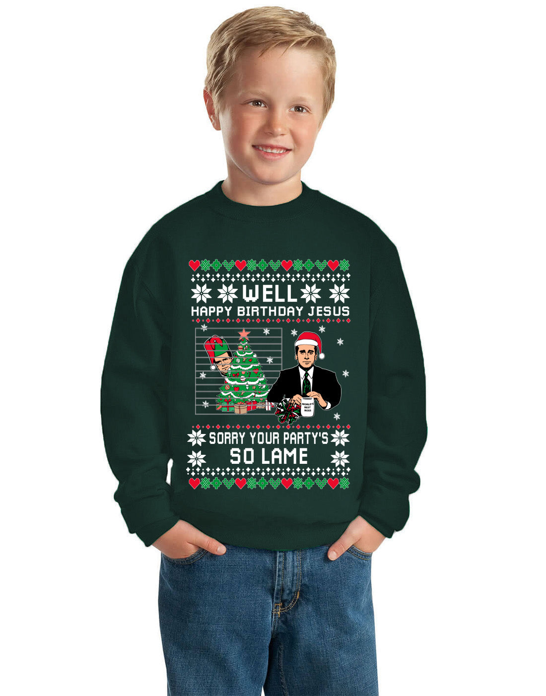 Well Happy Birthday Jesus Funny Quote Office  Ugly Christmas Sweater Unisex Boys Girls Crewneck Graphic Sweatshirt